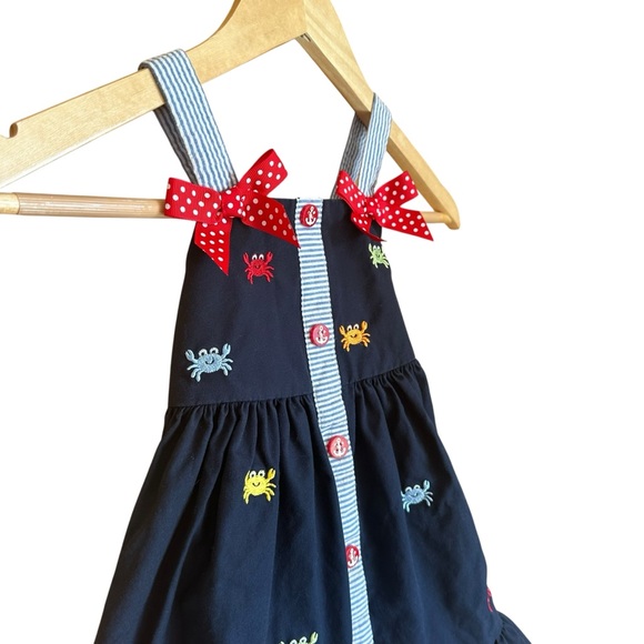 Good Lad Crab Embroidered Nautical Red White and Blue Dress 2T - Picture 3 of 7